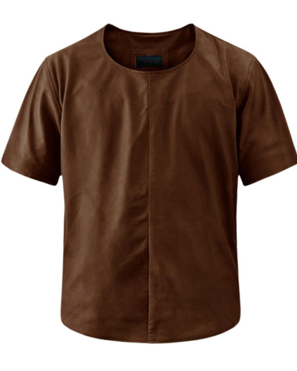 Brown Leather T Shirt: Made with Over 50 Years of Experience