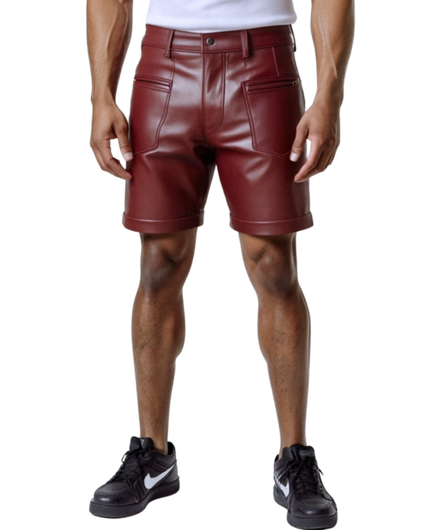Burgundy Leather Shorts for Men | Confident, Cool, Custom