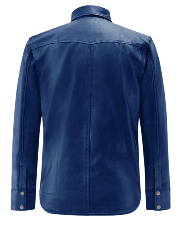 高*士様 c diem washable leather shirt ccp j Luxury Mens Blue Leather Shirt | ChersDelights Leather