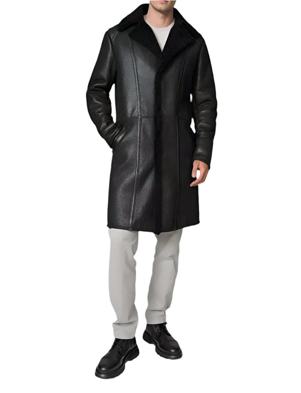 Mens Leather Shearling Trench Coat: Timeless Luxury & Style