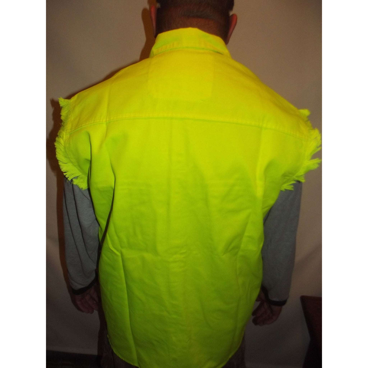 Sleveless Denim Mens Shirt Fluorescent back