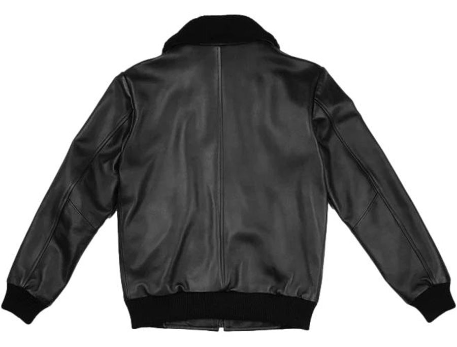 Picture of our black Pilot Leather Jacket for Men back view.