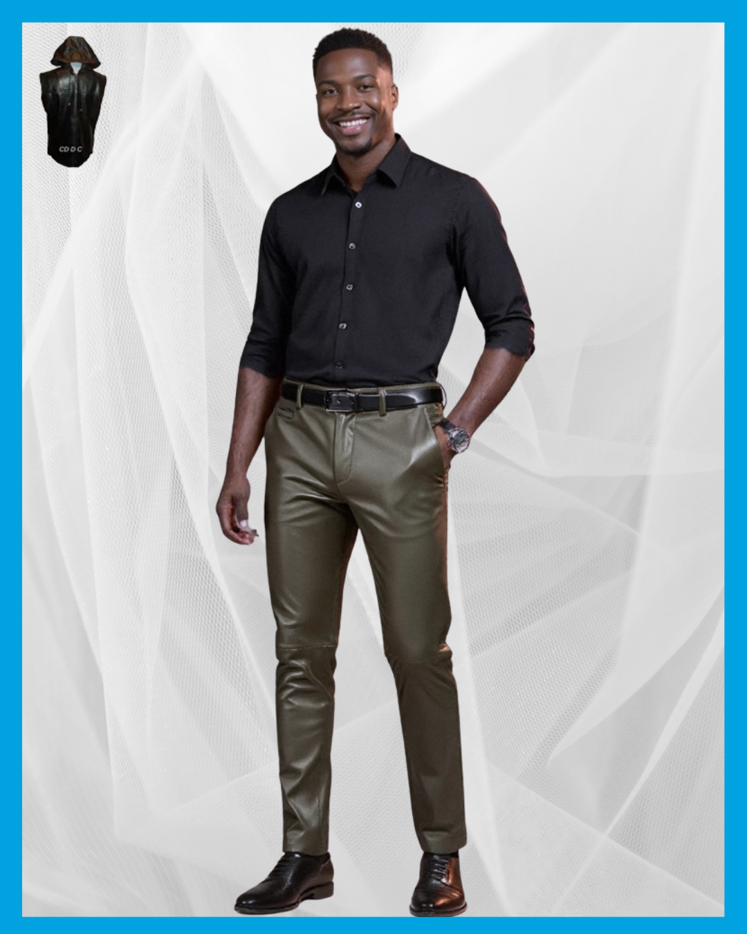 Men’s leather pants style guide- Olive green leather pants