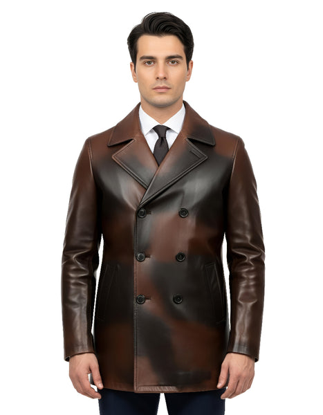 ワコマリア　LEATHER DOUBLE BREASTED COAT SALON 1884 Filippa double-breasted belted leather trench coat