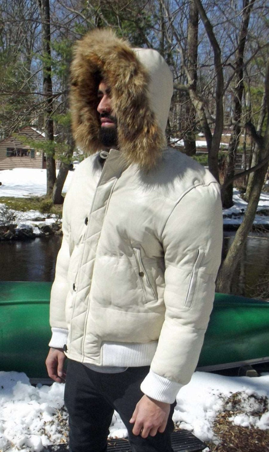 Stay Warm in Style with our White Leather Puffer Jacket for Men-  ChersDelights Leather Apparel