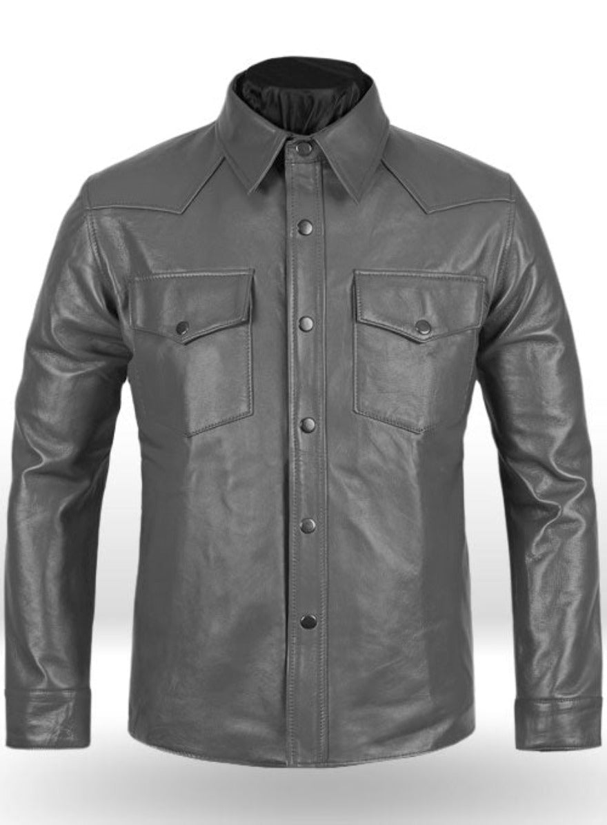 Picture of our Grey Leather shirt  front view