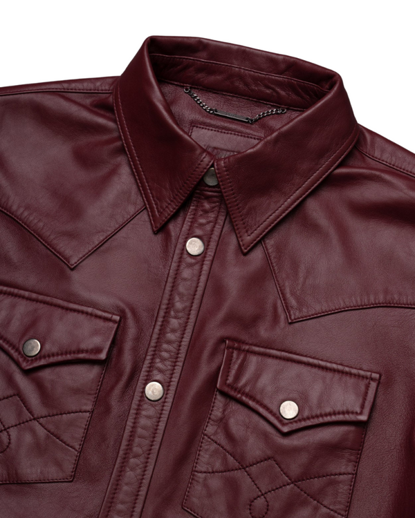 Randa Leather Overshirt Red