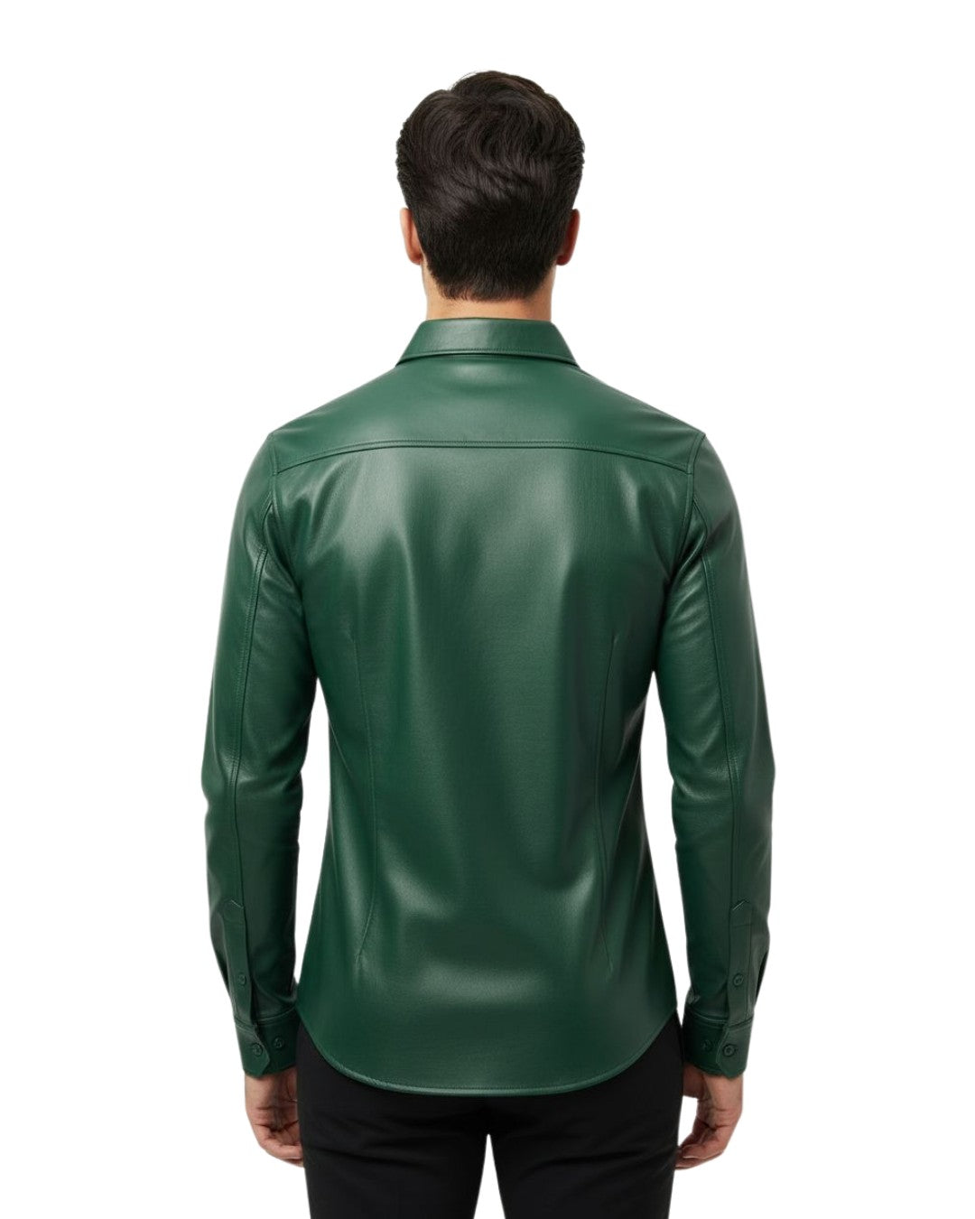 Mens Green Leather Shirt