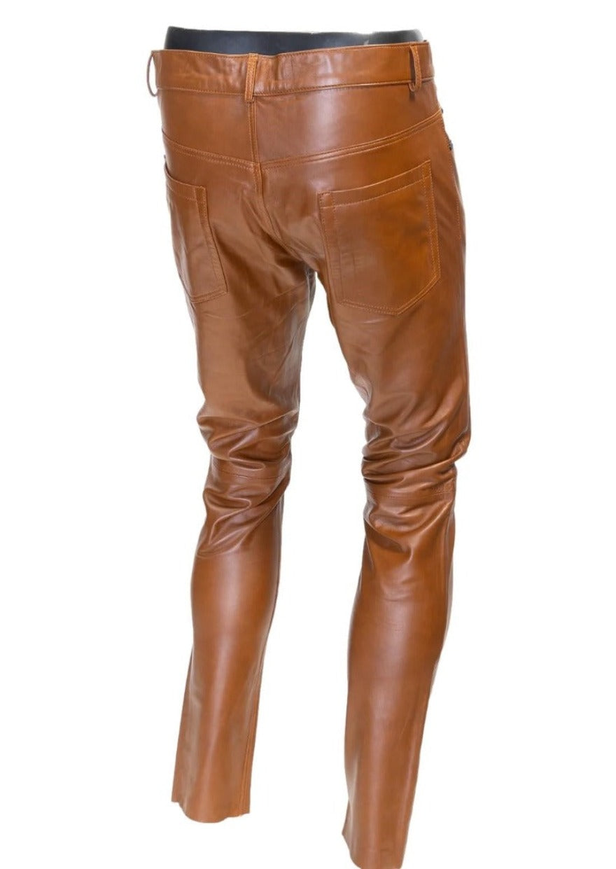 Photo of our Brown Leather Jeans, backt view