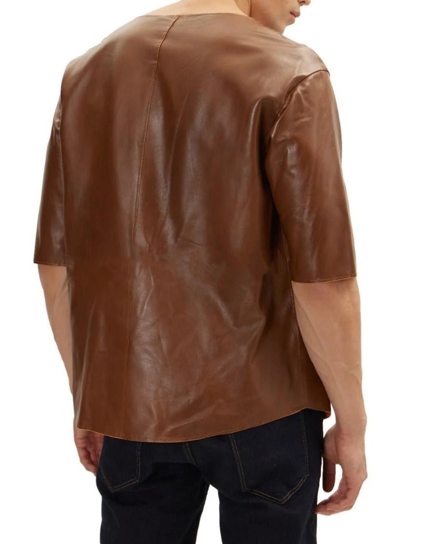 Brown Leather T Shirt: Made with Over 50 Years of Experience