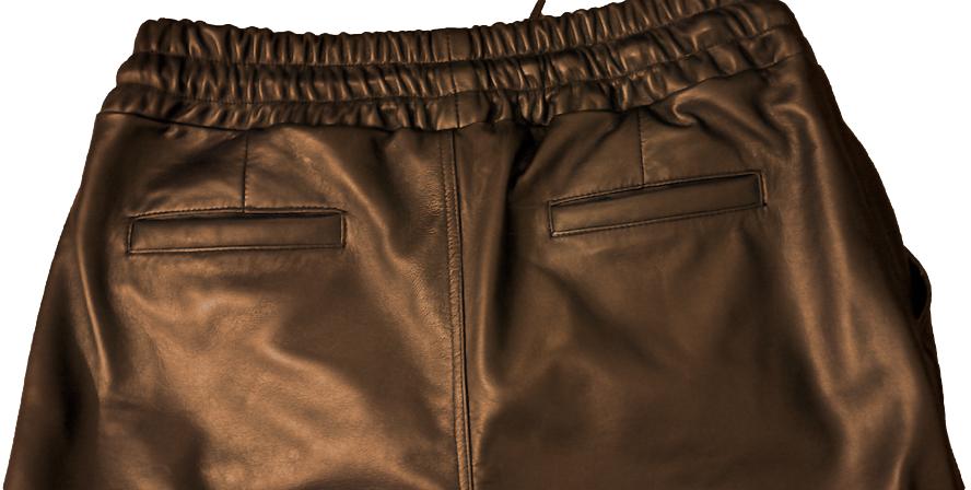 Close up image of the waist ribbing, back view.