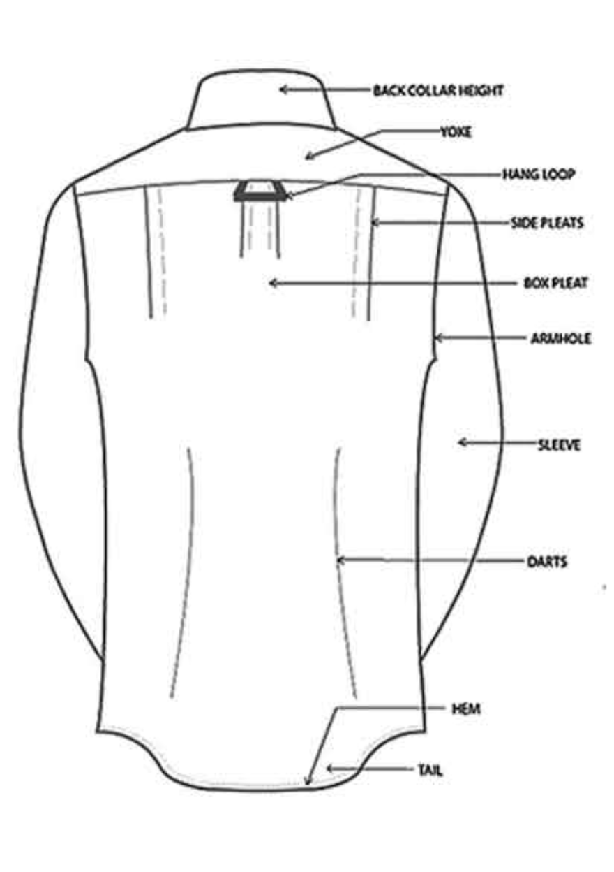 Picture showing a sketch of our proposed Custom Made Long Sleeve Mens Dark Brown Leather Shirt - Back view.