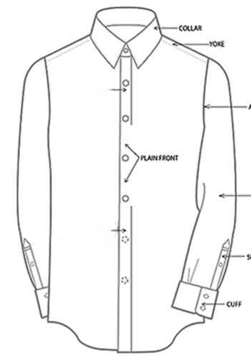 Picture showing a sketch of our proposed Custom Made Long Sleeve Mens Dark Brown Leather Shirt - Front view.