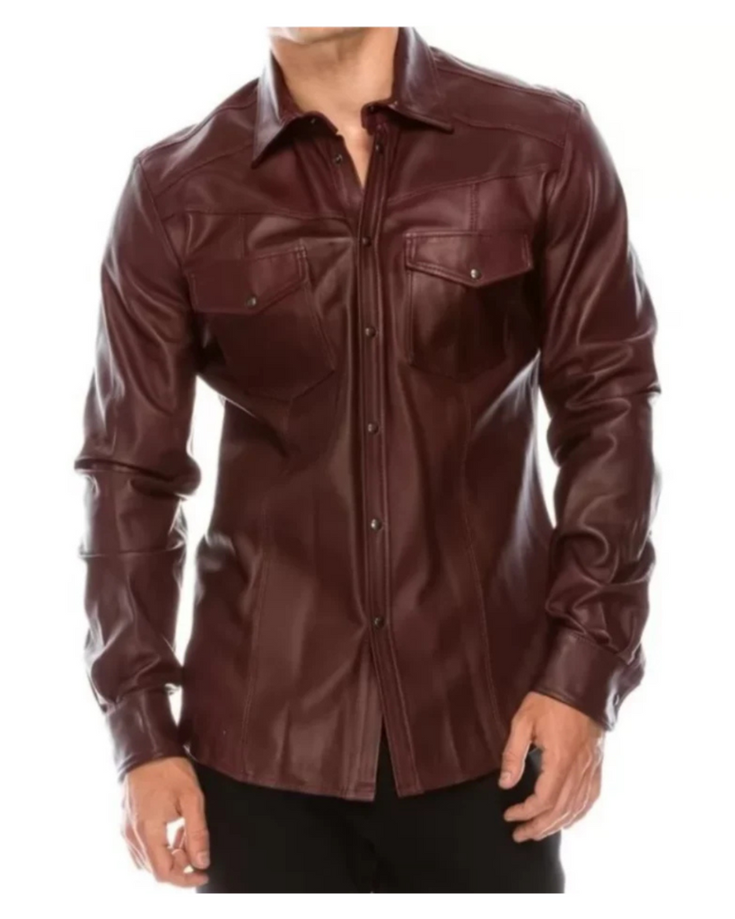 Maroon Leather Shirt