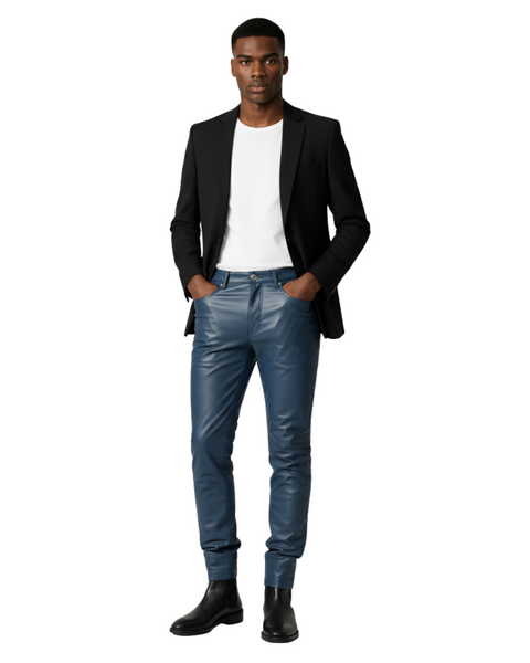 mens leather dress pants Men's Relaxed Fit Leather Pleated Pants - Brown - W38" - Serge