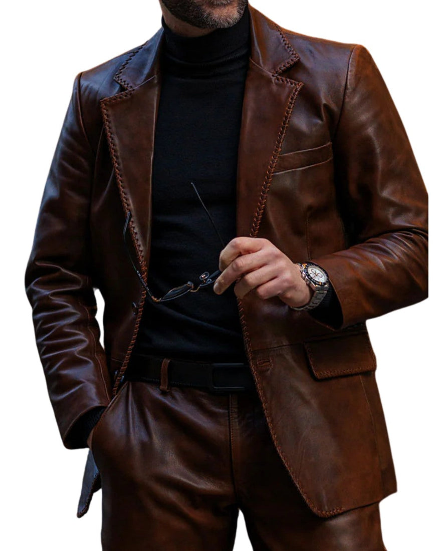 Mens Brown Leather Blazer Jacket Mens Brown Leather Blazer Jacket