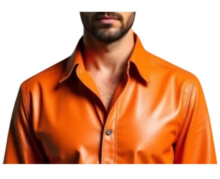 Close up picture of the collar style we will use for our Mens Custom Made Leather Shirt