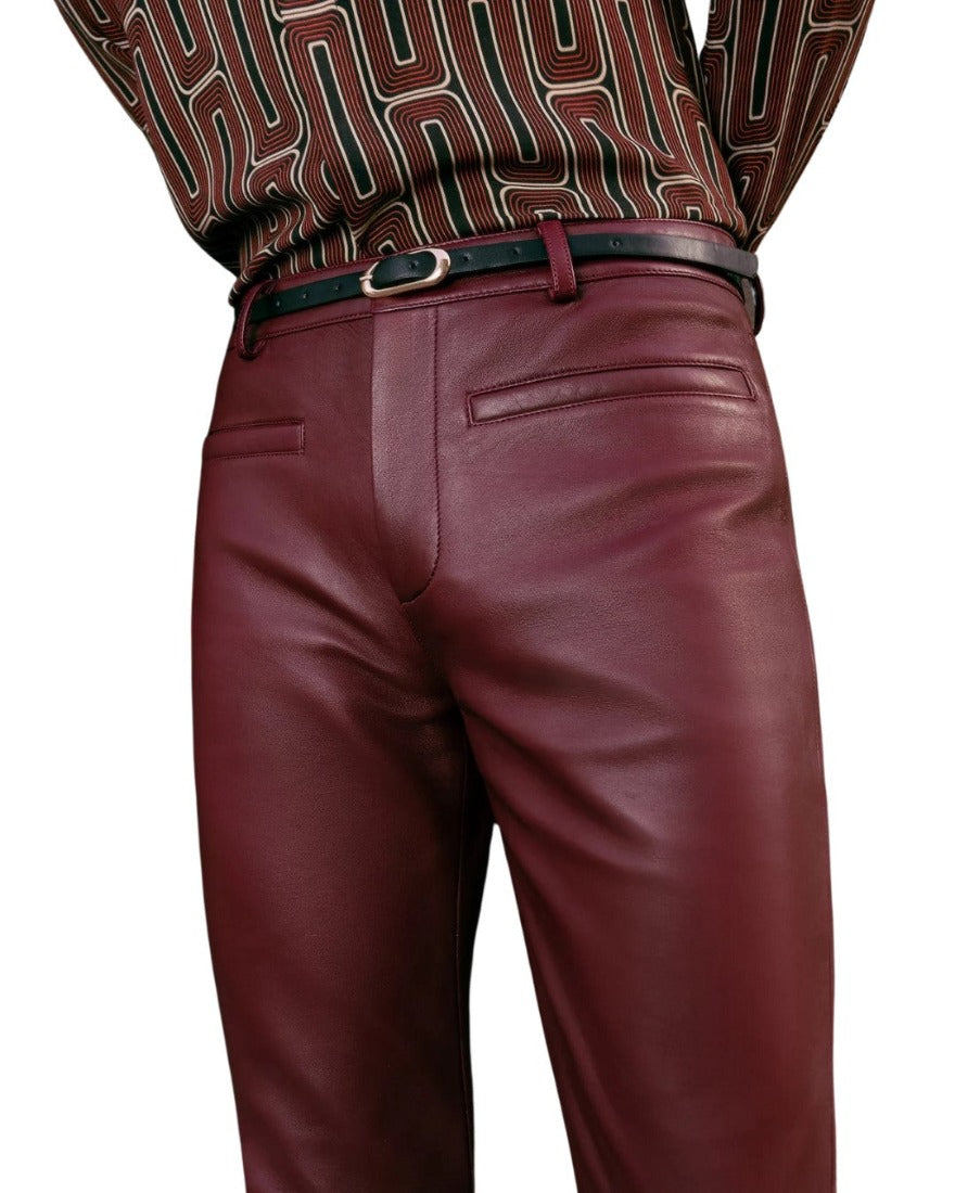 Mens Maroon Leather Pants - Timeless Style & Unrivaled