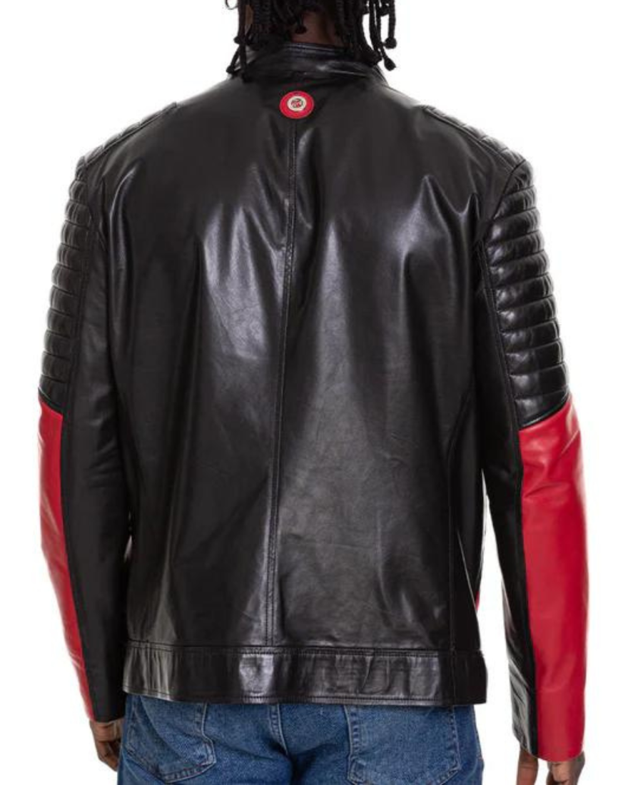 Picture of our  Multicolor Leather Jacket Mens , back view