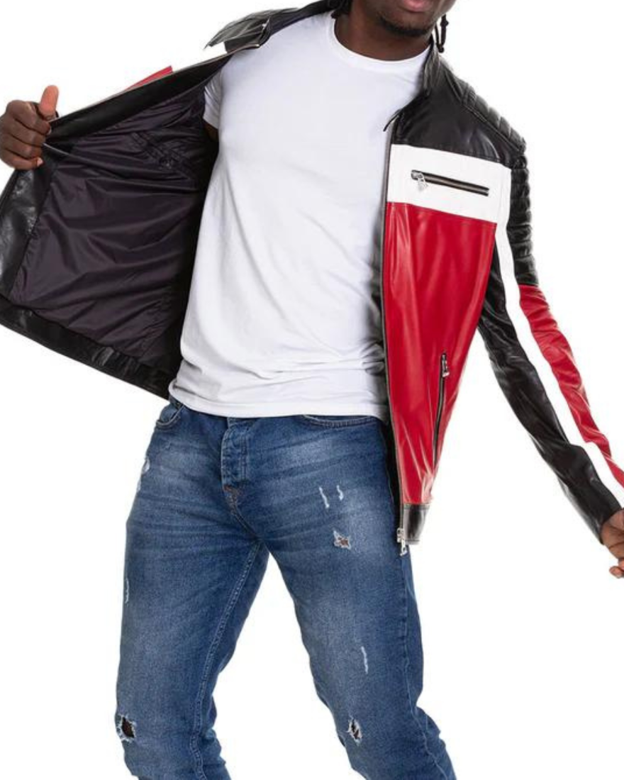 Picture of our  Multicolor Leather Jacket Mens , lining view