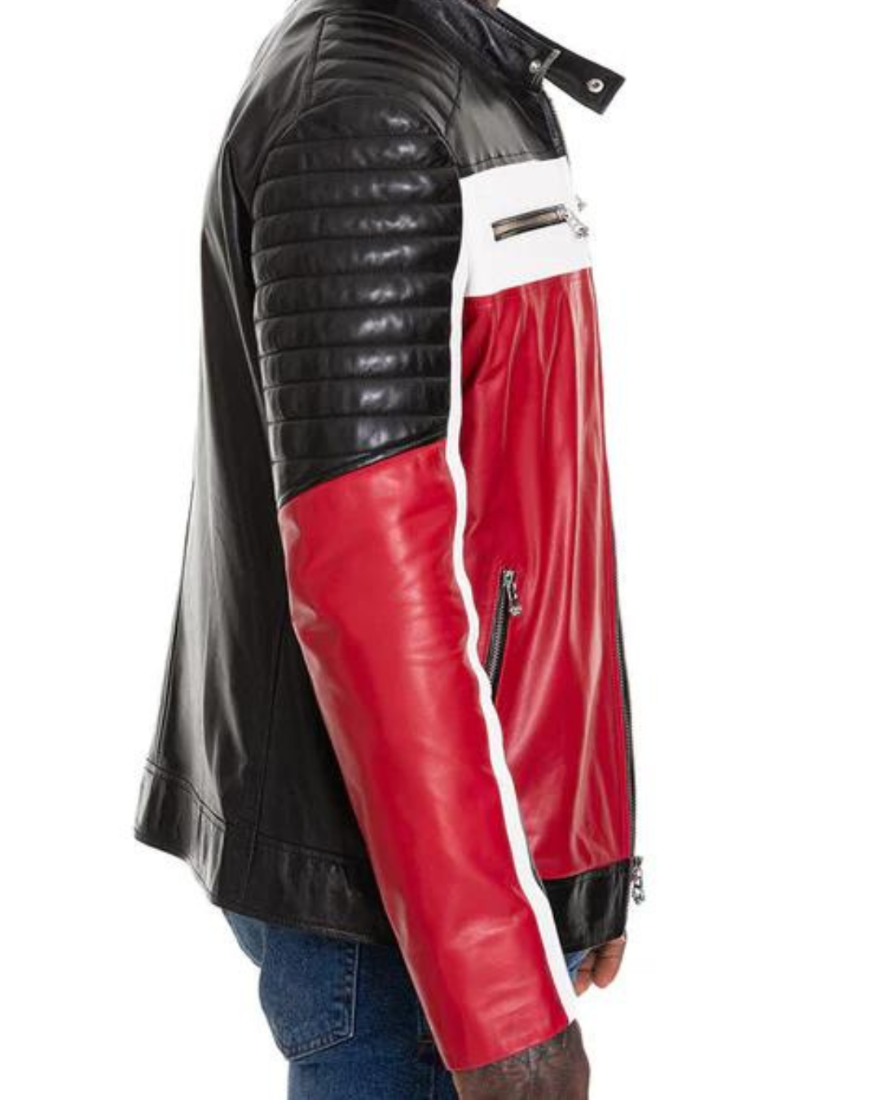Picture of our  Multicolor Leather Jacket Mens , side view