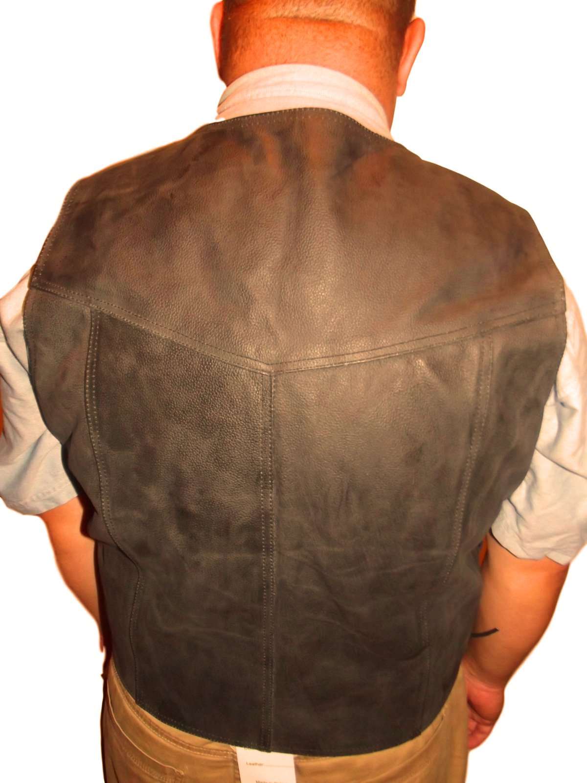 CD D C Mens Motorcycle Biker Leather Vest Traditional Style Cowhide Size 48