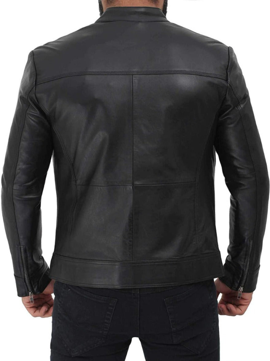 Black Cafe Racer Jacket | Premium Nappa Sheepskin Leather ...