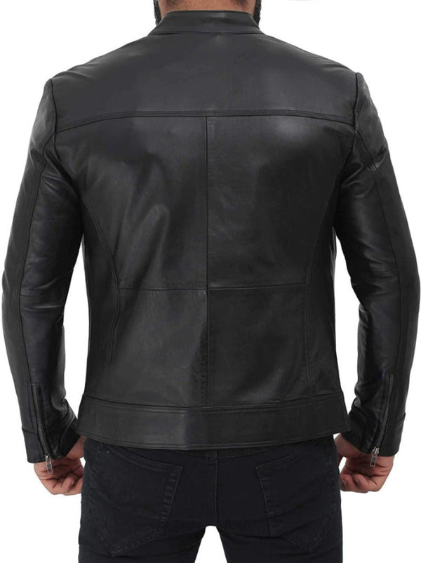 Black Cafe Racer Jacket | Premium Nappa Sheepskin Leather ...