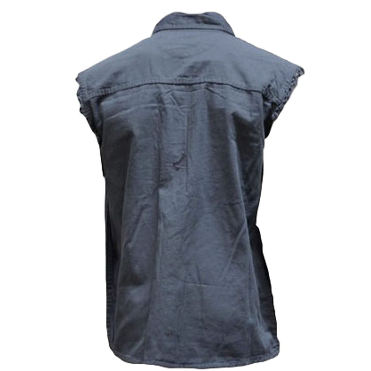 Mens Motorcycle Biker Shirt Ash Blue Cut Off Sleeveless Shirt Size Medium only