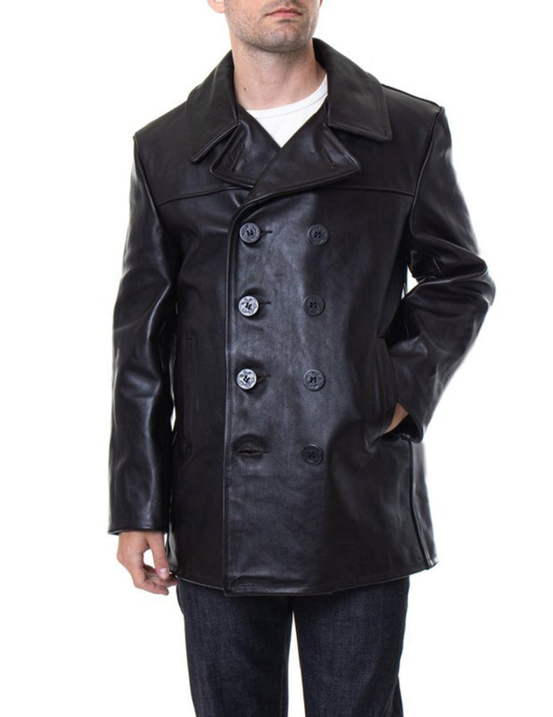 Mens_Leather_Pea_Coat-KKS001-