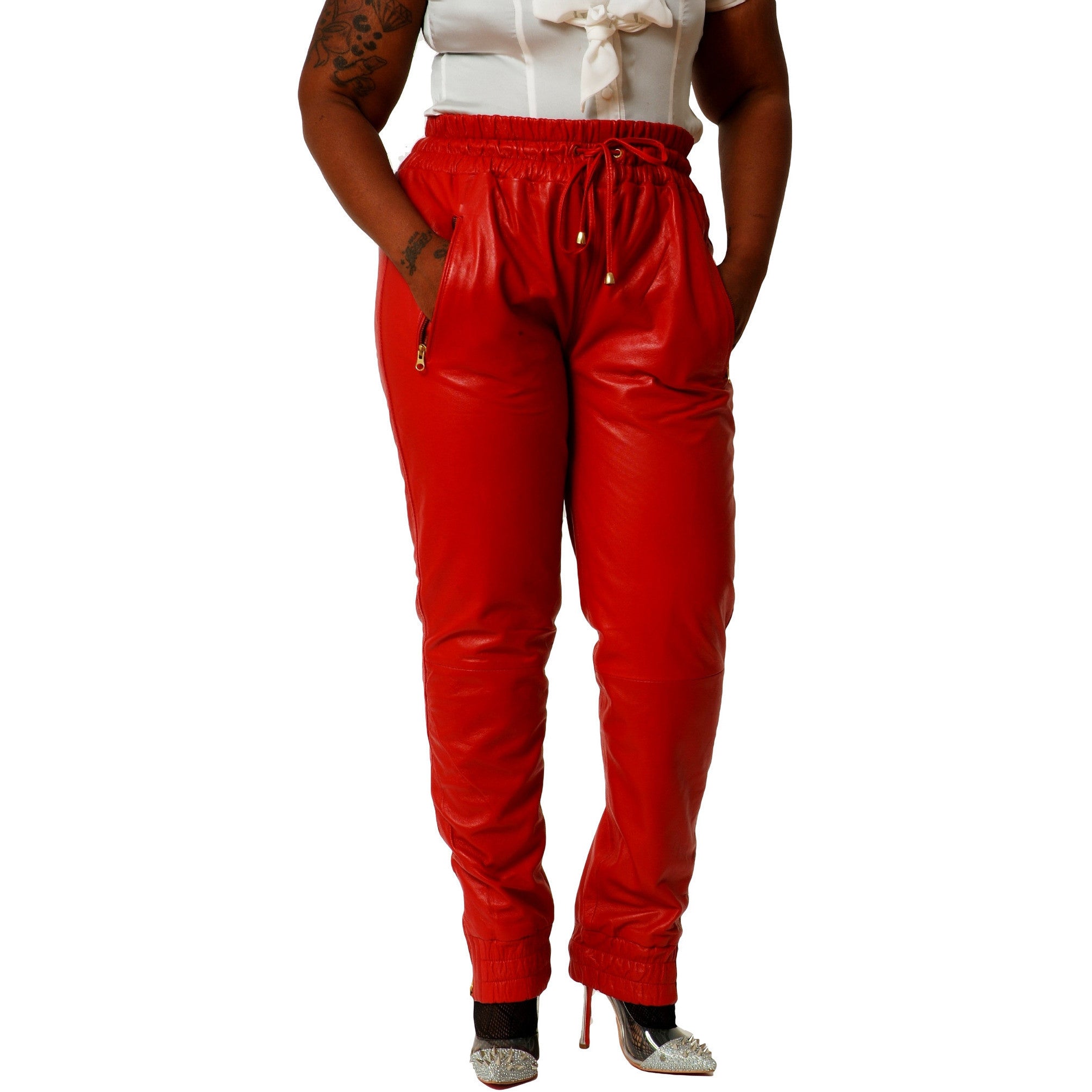 Leather sweatpants best sale womens
