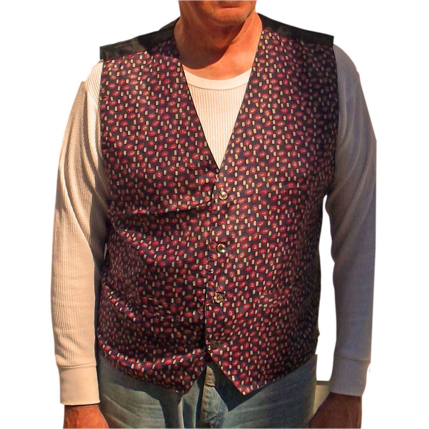 Mens Silk Vest from BOGARi Studio Diamond Pattern 100% Silk Washable-  ChersDelights Leather Apparel